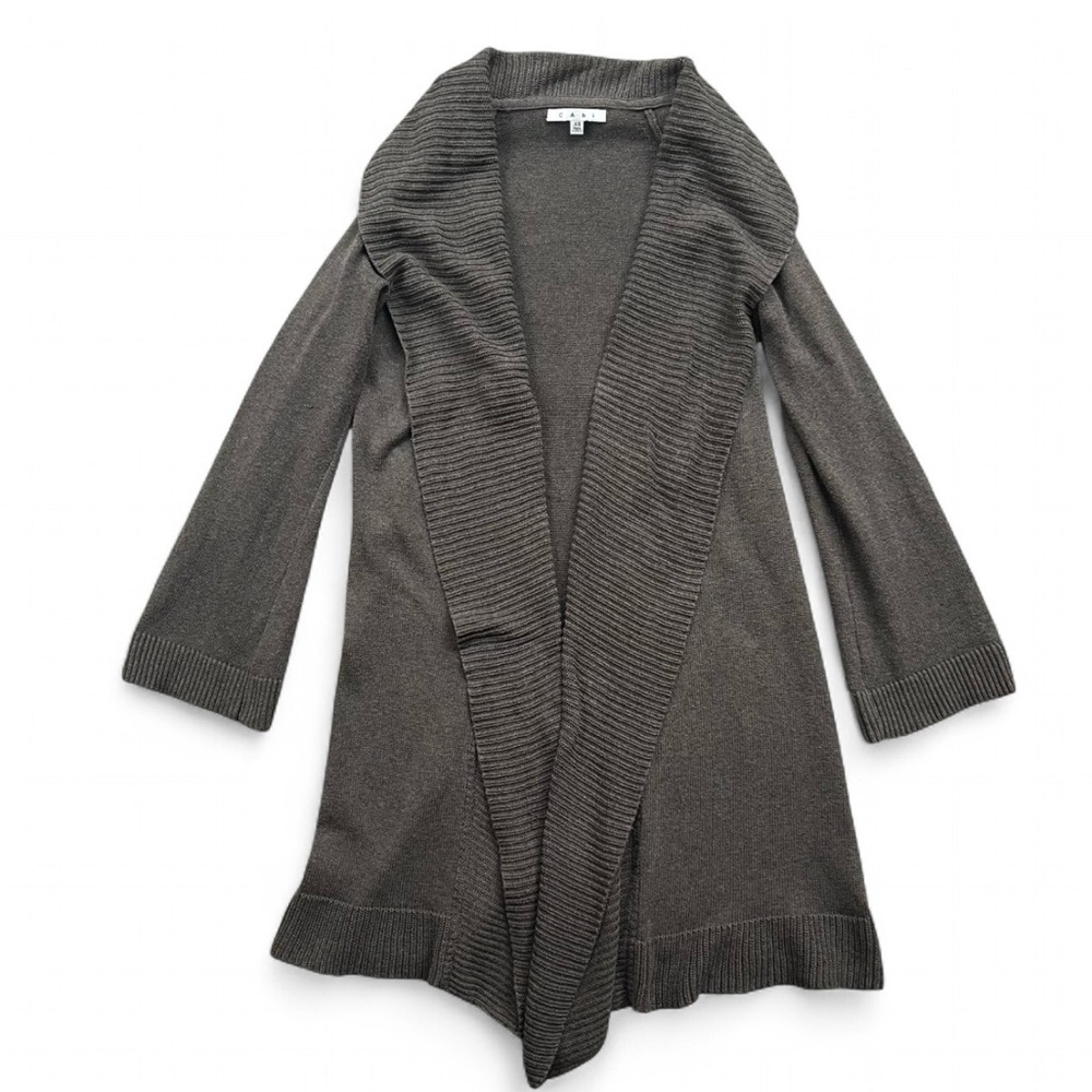 CAbi Charcoal Brown Shawl Duster Cardigan XS